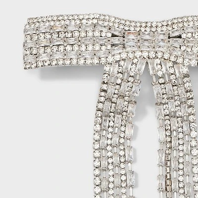 Rhinestone Chain Tail Bow Hair Barrette - A New Day™ Ivory 4 Rhinestone Chain Tail Bow Hair Barrette - A New Day™ Ivory - Image 2