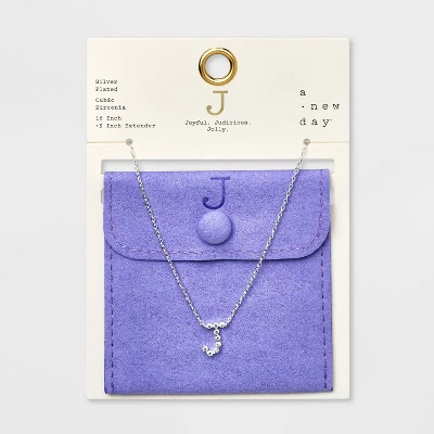 Silver Plated Cubic Zirconia Initial Pendant Necklace - A New Day™ Silver 15 Silver Plated Cubic Zirconia Initial Pendant Necklace - A New Day™ Silver - Image 13