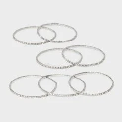 Clear Glass Stone Stretch Bracelet Set 7pc - A New Day™ Silver: Faceted Design, Square Cut, Glass & Brass Material -A New Day™ GUEST a75046fe 2585 4471 8e49 2bb6125f653f