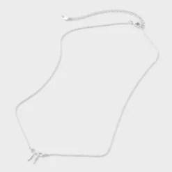 Silver Plated Bow Necklace - A New Day™ Silver