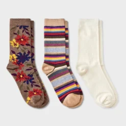 Women's Floral & Striped 3pk Crew Socks - A New Day™ Dark Brown Heather/Ivory 4-10 7 Women's Floral & Striped 3pk Crew Socks - A New Day™ Dark Brown Heather/Ivory 4-10 -A New Day™ GUEST a8968f49 fe31 4668 b1f1 7aa84b1478d8