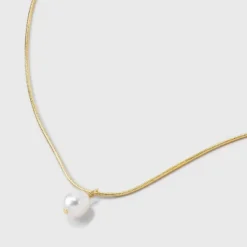 14k Gold Plated Freshwater Pearl On Snake Chain Necklace - A New Day™ Gold: Lobster Claw Clasp, 16-19" Length 7 14k Gold Plated Freshwater Pearl On Snake Chain Necklace - A New Day™ Gold: Lobster Claw Clasp, 16-19" Length -A New Day™ GUEST aa6ad8bd 5bad 4244 a093 f8b838805380