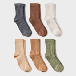 Women's Variegated Ribbed 6pk Mid Crew Socks - A New Day™ 4-10 -A New Day™ GUEST ad592b45 04d8 49a4 b4ec 188f3c61d25f
