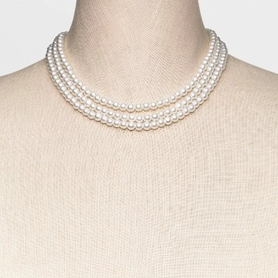 Pearl Multi-Strand Necklace Set 3pc - A New Day™ White 4 Pearl Multi-Strand Necklace Set 3pc - A New Day™ White - Image 2