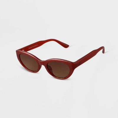 Women's Plastic Slim Cateye Sunglasses - A New Day™ Brown 3 Women's Plastic Slim Cateye Sunglasses - A New Day™ Brown