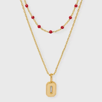 14K Gold Dipped Beaded Initial Necklace Set 2pc - A New Day™ Gold/Marron 20 14K Gold Dipped Beaded Initial Necklace Set 2pc - A New Day™ Gold/Marron - Image 18