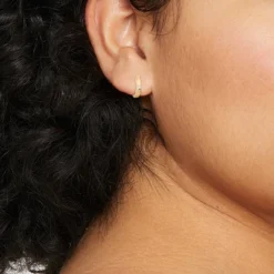 14K Gold Plated Cubic Zirconia Endless Hoop Earrings - A New Day™ Gold