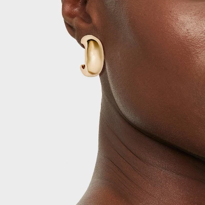 Puffy Hoop Earrings - A New Day™ Gold: Nickel-Free Metal, Zinc, Post Closure, 1.14" Length, 0.78 Oz Weight 3 Puffy Hoop Earrings - A New Day™ Gold: Nickel-Free Metal, Zinc, Post Closure, 1.14" Length, 0.78 Oz Weight