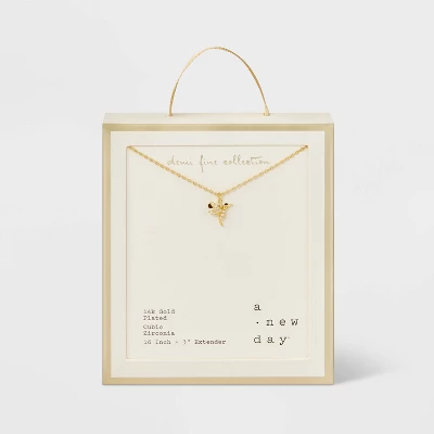 Cubic Zirconia 14k Gold Plated Pave Necklace With Extender - A New Day™ 10 Cubic Zirconia 14k Gold Plated Pave Necklace With Extender - A New Day™ - Image 8