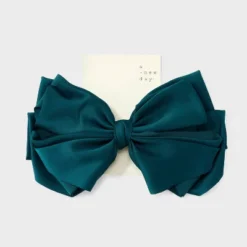 Satin Bow Hair Barrette - A New Day™ Teal Blue