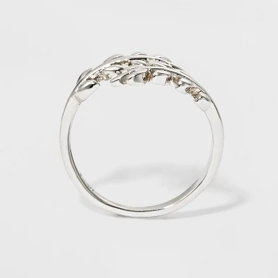 Silver Plated Leaf Bypass Ring - A New Day™ Silver - Size 8 3 Silver Plated Leaf Bypass Ring - A New Day™ Silver - Size 8