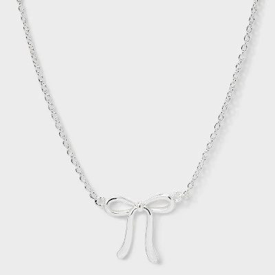 Silver Plated Bow Necklace - A New Day™ Silver 6 Silver Plated Bow Necklace - A New Day™ Silver - Image 4