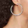 Silver Plated Brass Large Tube Hoop Earrings - A New Day™ Silver