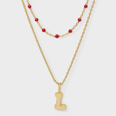 14K Gold Dipped Beaded Initial Necklace Set 2pc - A New Day™ Gold/Marron 17 14K Gold Dipped Beaded Initial Necklace Set 2pc - A New Day™ Gold/Marron - Image 15