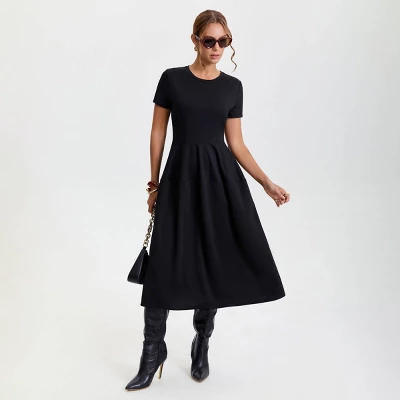 Women's Short Sleeve Midi A-Line Dress - A New Day™ Black 6 Women's Short Sleeve Midi A-Line Dress - A New Day™ Black - Image 4