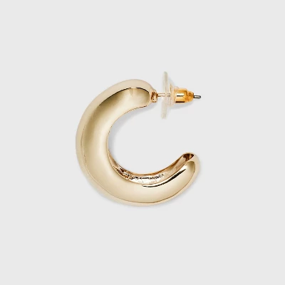 Puffy Hoop Earrings - A New Day™ Gold: Nickel-Free Metal, Zinc, Post Closure, 1.14" Length, 0.78 Oz Weight 4 Puffy Hoop Earrings - A New Day™ Gold: Nickel-Free Metal, Zinc, Post Closure, 1.14" Length, 0.78 Oz Weight - Image 2