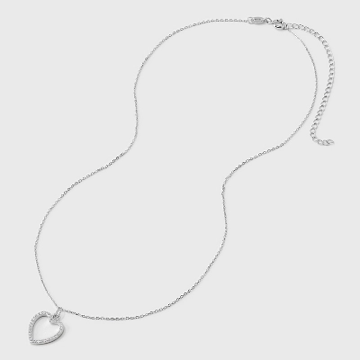 Sterling Silver Open Heart Cubic Zirconia Necklace - A New Day™: Spring Ring Clasp, 16" Pendant 4 Sterling Silver Open Heart Cubic Zirconia Necklace - A New Day™: Spring Ring Clasp, 16" Pendant - Image 2