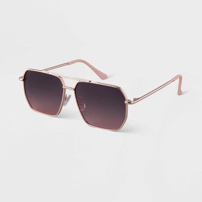 Women's Metal Angular Aviator Sunglasses - A New Day™ Rose Gold 3 Women's Metal Angular Aviator Sunglasses - A New Day™ Rose Gold