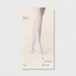 Women's Pointelle Ribbed Tights - A New Day™ White