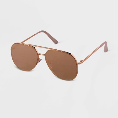 Women's Mirrored Aviator Sunglasses - A New Day™ Rose Gold 3 Women's Mirrored Aviator Sunglasses - A New Day™ Rose Gold