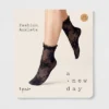 Women's Floral With Rhinestones And Lace Trim Sheer Anklet Socks - A New Day™ Black One Size -A New Day™ GUEST bb65c97b 0c37 4c04 9046 868004b60554
