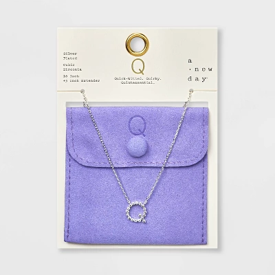 Silver Plated Cubic Zirconia Initial Pendant Necklace - A New Day™ Silver 22 Silver Plated Cubic Zirconia Initial Pendant Necklace - A New Day™ Silver - Image 20
