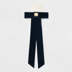 Velvet Bow With Pearl Center Hair Barrette - A New Day™ Navy Blue