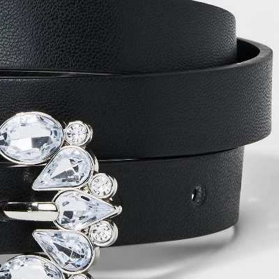 Women's Gemstone Skinny Belt - A New Day™ Black 4 Women's Gemstone Skinny Belt - A New Day™ Black - Image 2