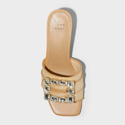 Women's Kathleen Raffia Buckle Block Heels - A New Day™ Beige 4 Women's Kathleen Raffia Buckle Block Heels - A New Day™ Beige - Image 2