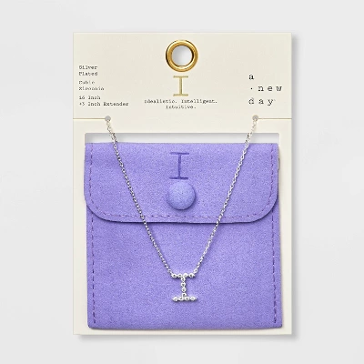 Silver Plated Cubic Zirconia Initial Pendant Necklace - A New Day™ Silver 14 Silver Plated Cubic Zirconia Initial Pendant Necklace - A New Day™ Silver - Image 12