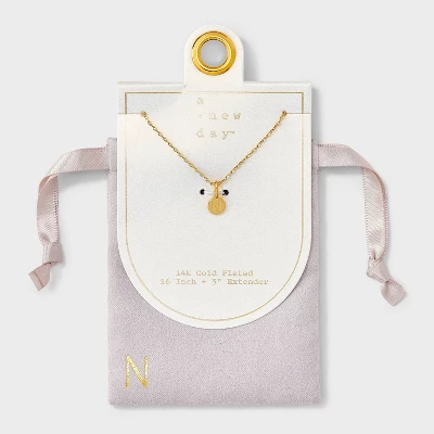 14K Gold Plated Round Initial Pendant Necklace - A New Day™ 19 14K Gold Plated Round Initial Pendant Necklace - A New Day™ - Image 17