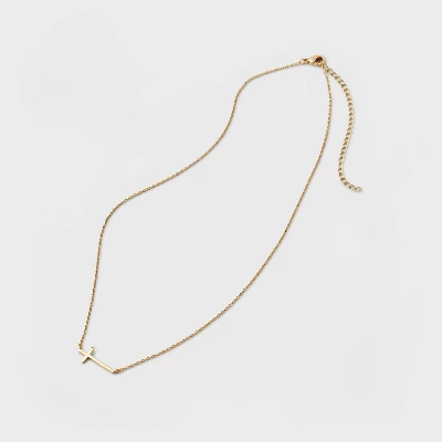 14K Gold Plated Stationed Cross Pendant Necklace - A New Day™ Gold 4 14K Gold Plated Stationed Cross Pendant Necklace - A New Day™ Gold - Image 2