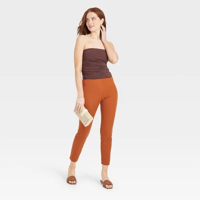 Women's High-Rise Skinny Ankle Pull-On Pants - A New Day™ Brown 4 Women's High-Rise Skinny Ankle Pull-On Pants - A New Day™ Brown - Image 2