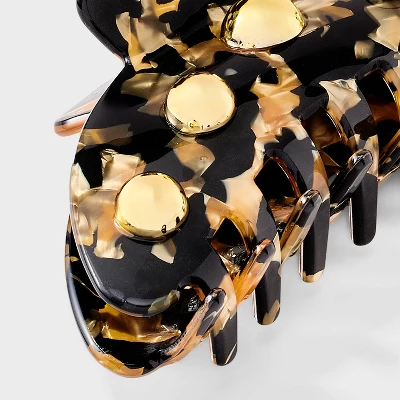 Acrylic Tortoise Pattern And Studded Hair Claw Clip - A New Day™ Gold 4 Acrylic Tortoise Pattern And Studded Hair Claw Clip - A New Day™ Gold - Image 2