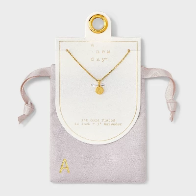 14K Gold Plated Round Initial Pendant Necklace - A New Day™ 6 14K Gold Plated Round Initial Pendant Necklace - A New Day™ - Image 4