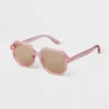Women's Square Crystal Aviator Sunglasses - A New Day™ Pink
