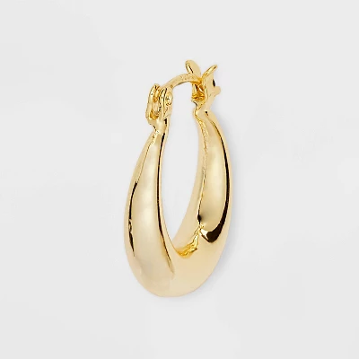 14k Gold Plated Plain Click Top Hoop Sterling Silver Post Earrings - A New Day™ Gold: Nickel-Free, Snap Closure, 14K Gold Over Brass 4 14k Gold Plated Plain Click Top Hoop Sterling Silver Post Earrings - A New Day™ Gold: Nickel-Free, Snap Closure, 14K Gold Over Brass - Image 2