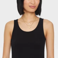 Gold 3 Row With Pearl & Coin Necklace - A New Day™ Gold: Multi-Strand, Nickel-Free Metal, Lobster Claw Clasp, 16" Length