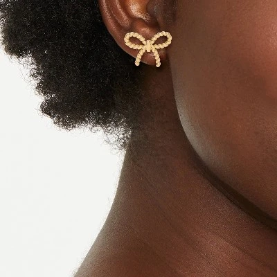 Simple Bow Earrings - A New Day™ Gold 3 Simple Bow Earrings - A New Day™ Gold
