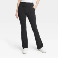 Women's Fold Over Waistband Flare Leggings With Pockets - A New Day™ Black -A New Day™ GUEST c763fe82 7383 4f02 9064 4ca92c8d466d