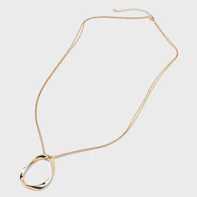 Oval Pendant Necklace - A New Day™ Gold: Lobster Claw Clasp, 32" Length, Zinc Material, Includes 3" Extender 4 Oval Pendant Necklace - A New Day™ Gold: Lobster Claw Clasp, 32" Length, Zinc Material, Includes 3" Extender - Image 2