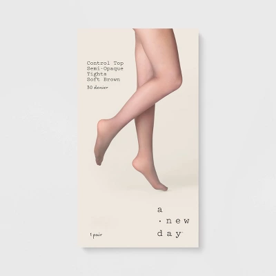 Women's 30D Semi Opaque Control Top Tights - A New Day™ Soft Brown 3 Women's 30D Semi Opaque Control Top Tights - A New Day™ Soft Brown