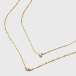 14k Gold Plated Triple Cubic Zirconia Layered Necklace - A New Day™ Gold: Lobster Claw Clasp, 16" Length 7 14k Gold Plated Triple Cubic Zirconia Layered Necklace - A New Day™ Gold: Lobster Claw Clasp, 16" Length -A New Day™ GUEST cdda6b38 5c23 4015 a5f2 3ee88731169a
