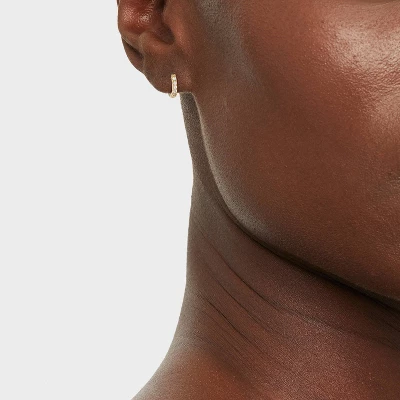 14K Gold Plated Cubic Zirconia Huggie Hoop Earrings - A New Day™ 3 14K Gold Plated Cubic Zirconia Huggie Hoop Earrings - A New Day™