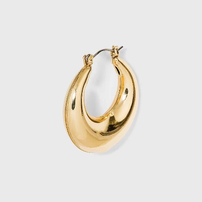 Thick Metal Hoop Earrings - A New Day™ Gold: Nickel-Free, Hinge Closure, 1.5" Length 4 Thick Metal Hoop Earrings - A New Day™ Gold: Nickel-Free, Hinge Closure, 1.5" Length - Image 2