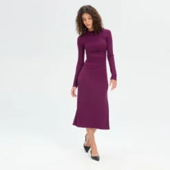 Women's Long Sleeve Faux Wrap Midi Bodycon Dress - A New Day™