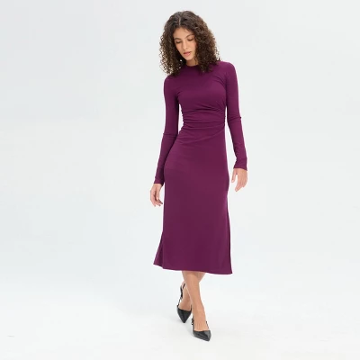 Women's Long Sleeve Faux Wrap Midi Bodycon Dress - A New Day™ 3 Women's Long Sleeve Faux Wrap Midi Bodycon Dress - A New Day™