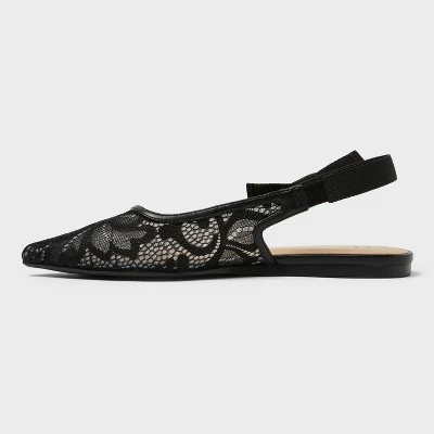 Women's London Lace Sling Back Bow Flats - A New Day™ 3 Women's London Lace Sling Back Bow Flats - A New Day™