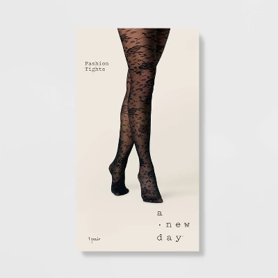 Women's Rose Floral Mesh Tights - A New Day™ Black 3 Women's Rose Floral Mesh Tights - A New Day™ Black