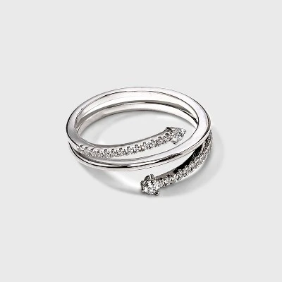 Silver Plated Wrap Cubic Zirconia Ring - A New Day™ 3 Silver Plated Wrap Cubic Zirconia Ring - A New Day™